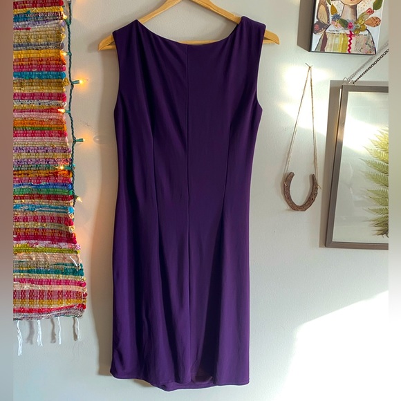 Beautiful plum, sleeveless dress, 8. Silver broach accent, w/ a soft layers. - Picture 2 of 8